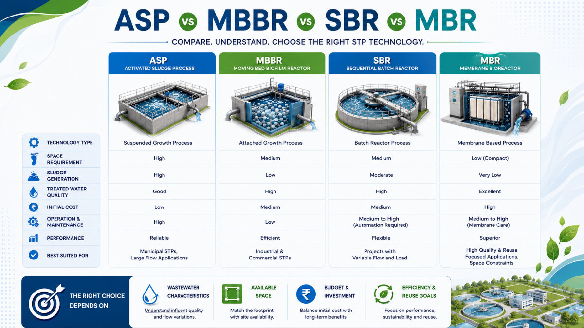 Biological Treatment Technologies Comparison - MBBR, MBR, SBR, ASP