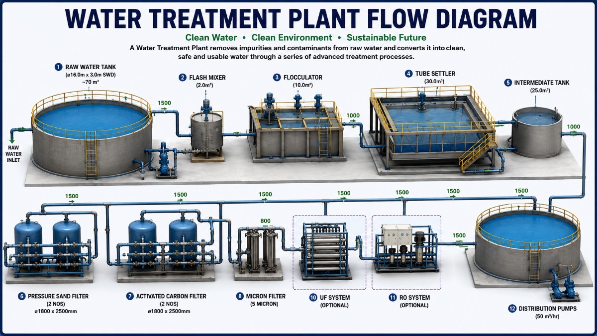 WTP Treatment Process Flowchart